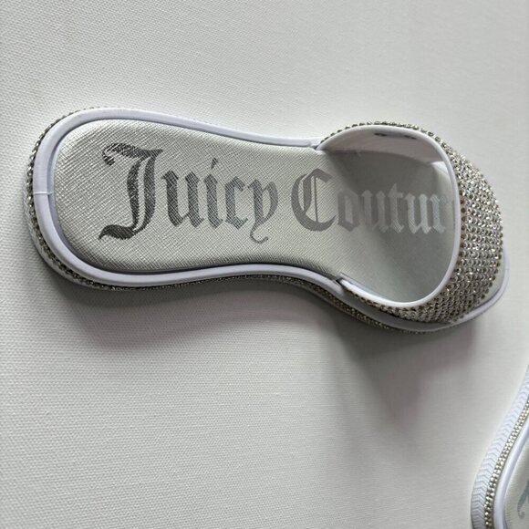 Juicy Couture Women's Yrie White Rhinestone Slides - Picture 5 of 13